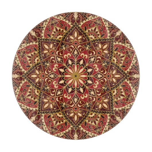 Orientalisches Rot: Vintager Blumenteppich Schneidebrett (Vorderseite)