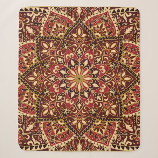 Orientalisches Rot: Vintager Blumenteppich Sherpadecke (Vorderseite)