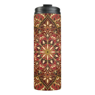 Orientalisches Rot: Vintager Blumenteppich Thermosbecher