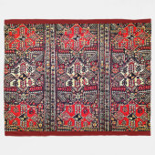 Orientalisches Rot-Weiß-geometrisches Tribal-Muste Fleecedecke (Vorderseite (Horizontal))