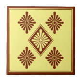 Orientalisches Rotes Gelbes Rosette Japan Oriental Fliese (Vorderseite)