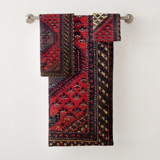 Orientalisches Rotrunnermuster Badhandtuch Set (Insitu)