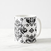 Orientalisches Schwarz & Weiß: Klassische Textur Kaffeetasse (VorderseiteRechts)