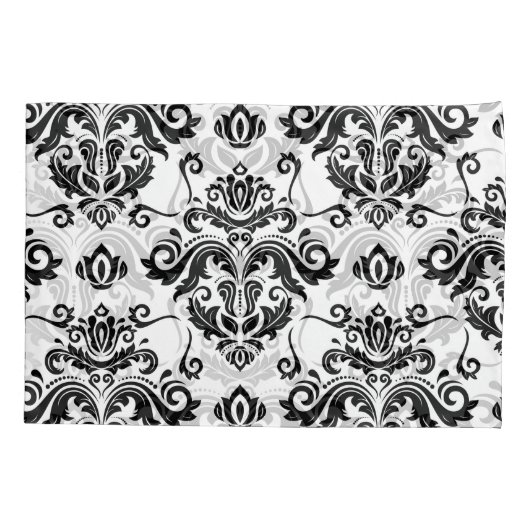 Orientalisches Schwarz & Weiß: Klassische Textur Kissenbezug (Rückseite)