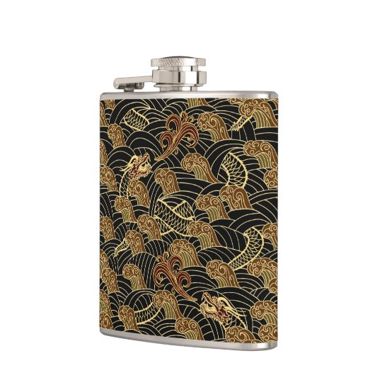 Orientalisches Seedrache-Muster Flachmann (Links)