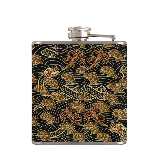 Orientalisches Seedrache-Muster Flachmann (Rückseite)