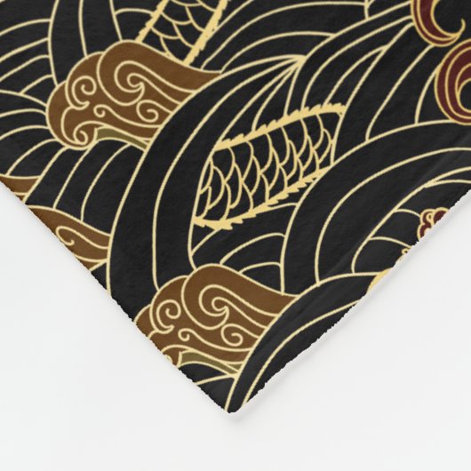 Orientalisches Seedrache-Muster Fleecedecke (Ecke)