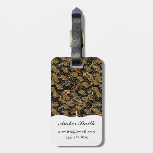 Orientalisches Seedrache-Muster Gepäckanhänger (Rückseite vertikal)