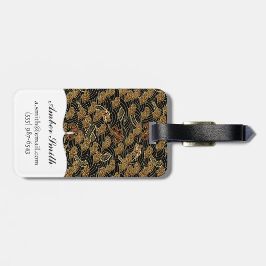 Orientalisches Seedrache-Muster Gepäckanhänger (Rückseite horizontal)