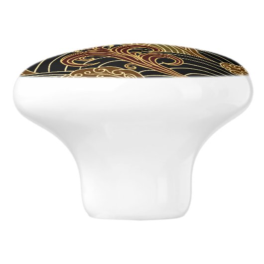 Orientalisches Seedrache-Muster Keramikknauf (Seitenansicht)