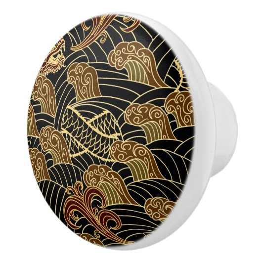 Orientalisches Seedrache-Muster Keramikknauf (Rechts)