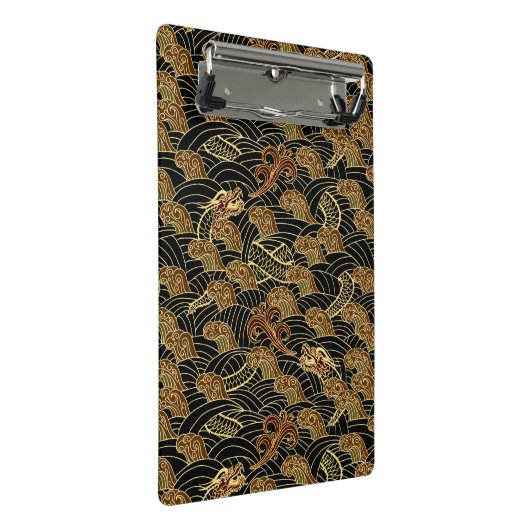 Orientalisches Seedrache-Muster Mini Klemmbrett (Schrägansicht)