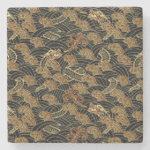 Orientalisches Seedrache-Muster Steinuntersetzer (Vorderseite)
