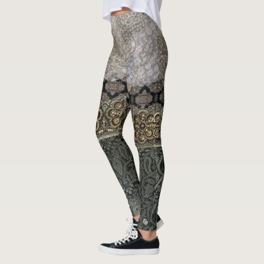 Orientalisches Silber-u. Goldspitze-Strumpfband Leggings (Links)