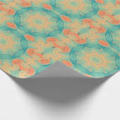 Orientalisches Sternmuster in Orange und Aquamarin Geschenkpapier (Ecke)