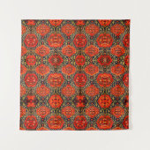 Orientalisches Teppichdesign in Blau und OrangeTap Wandteppich (Vorderseite (Horizontal))