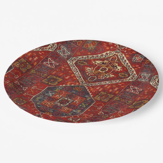 Orientalisches Teppichdesign in dunkelrot 5 Pappteller (Schrägansicht)