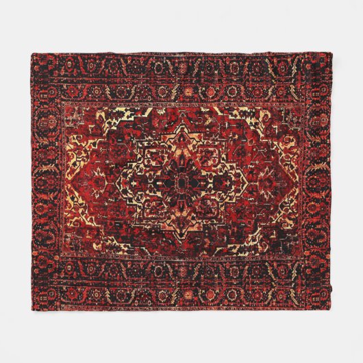 Orientalisches Teppichdesign in dunkelrot Fleecedecke (Vorderseite (Horizontal))