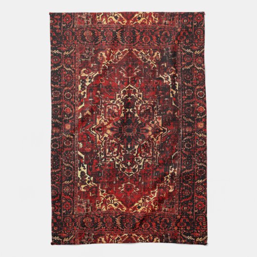 Orientalisches Teppichdesign in dunkelrot Geschirrtuch (Vertikal)