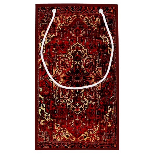 Orientalisches Teppichdesign in dunkelrot Kleine Geschenktüte (Rückseite)