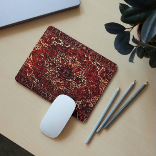 Orientalisches Teppichdesign in dunkelrot Mousepad