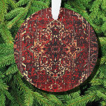 Orientalisches Teppichdesign in dunkelrot Ornament<br><div class="desc">Orientales Teppichmuster in dunkelrot und creme - ein altes Bild, das auf diesem klassischen Acrylkreissornament DRUCKT - ein zeitloses Design mit aufwändigen Details aus einem alten Buch - verändert und in zahlreichen Produkten von Alma Wad eingesetzt. Eine ausgezeichnete Option für jeden, der etwas Farbe und Wärme in seinen Weihnachtsbaum einfügen...</div>