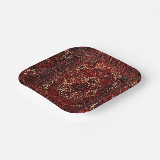 Orientalisches Teppichdesign in dunkelrot Pappteller (Gewinkelt)