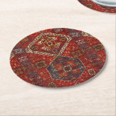 Orientalisches Teppichdesign in dunkelrot Runder Pappuntersetzer (Angewinkelt)