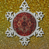 Orientalisches Teppichdesign in dunkelrot Schneeflocken Zinn-Ornament