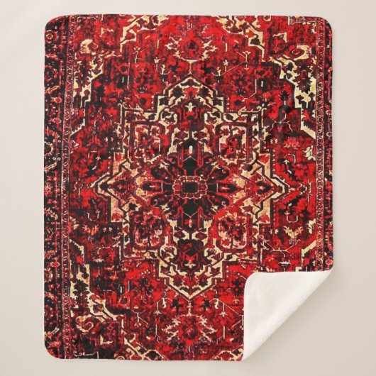 Orientalisches Teppichdesign in dunkelrot Sherpadecke (Vorderseite)