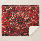 Orientalisches Teppichdesign in dunkelrot Sherpadecke (Vorderseite (Horizontal))
