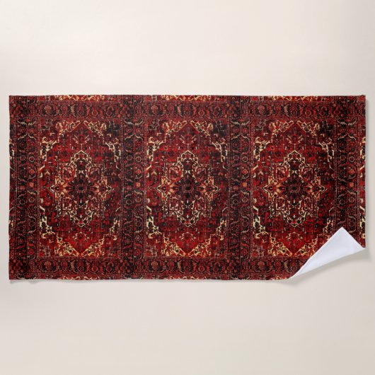 Orientalisches Teppichdesign in dunkelrot Strandtuch (Vorderseite)