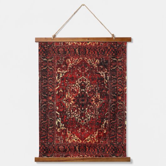 Orientalisches Teppichdesign in dunkelrot Wandteppich Mit Holzrahmen (Vorderseite)