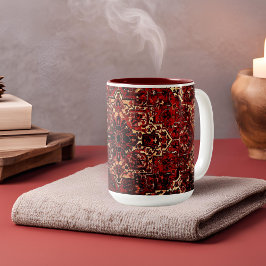 Orientalisches Teppichdesign in dunkelrot Zweifarbige Tasse