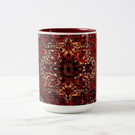 Orientalisches Teppichdesign in dunkelrot Zweifarbige Tasse (Mittel)