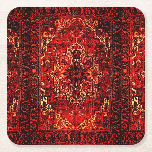 Orientalisches Teppichdesign in lebhaften Farben Rechteckiger Pappuntersetzer (Vorderseite)