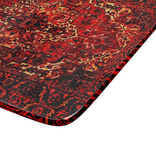 Orientalisches Teppichdesign in lebhaften Farben Schneidebrett (Ecke)