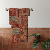 Orientalisches Teppichdesign in Orange Badhandtuch Set