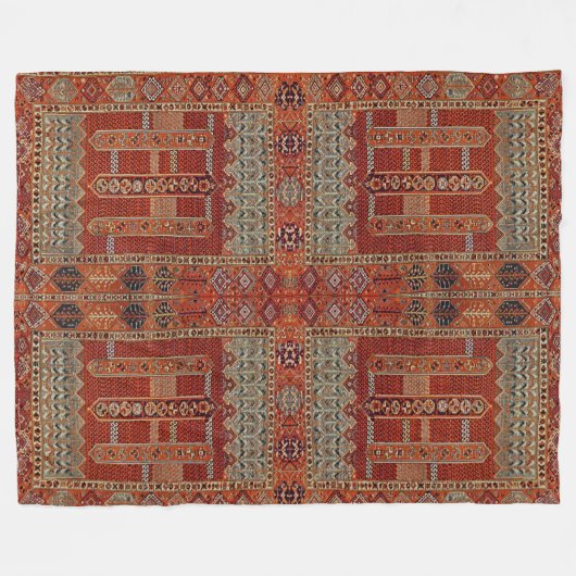 Orientalisches Teppichdesign in Orange Fleecedecke (Vorderseite (Horizontal))