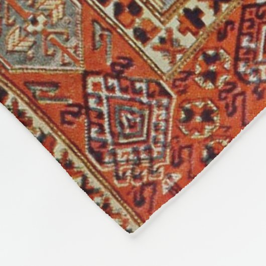 Orientalisches Teppichdesign in Orange Fleecedecke (Ecke)