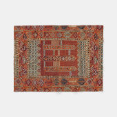Orientalisches Teppichdesign in Orange Fleecedecke (Vorderseite (Horizontal))
