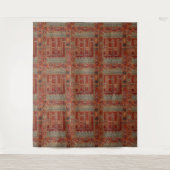 Orientalisches Teppichdesign in Orangen Wandteppich (Vorderseite)