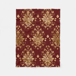 Orientalisches Vintage-Damaskus-Muster - Rot und G Fleecedecke