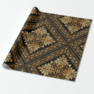 Orientalisches Vintage-Damaskus-Muster - Schwarz u Geschenkpapier
