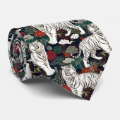 Orientalisches Weißer-Tiger-Muster Krawatte (Gerollt)