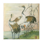 Orientalkrane am Wasser Fliese (Vorderseite)