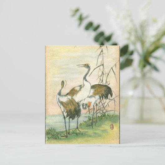 Orientalkrane am Wasser Postkarte (Stehend Vorderseite)