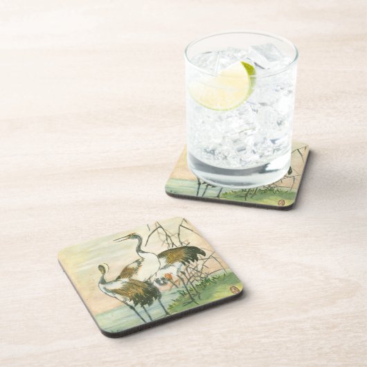 Orientalkrane am Wasser Untersetzer (Rechte Seite)