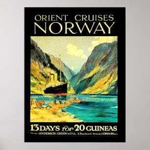 Orientieren Sie Kreuzfahrten nach Norwegen, Poster
