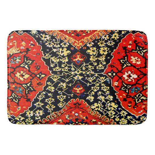 Orientteppich in blau-orangefarbener Badematte (Vorderseite)